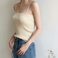 thumbnail image 3 of Korean Style Wild Tube Tops,Female Slim Fit Camisole,Women Camis Top,Double Spaghetti Strap Camisole,Knitted Vest Top, 3 of 8