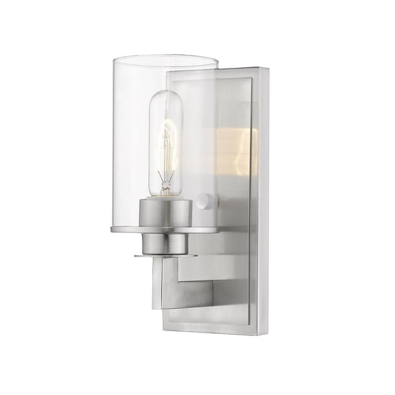 1 Light Modern Steel Wall Sconce with Clear Glass-10.25 inches H By 4.5 inches W-Brushed Nickel Finish Bailey Street Home 372-Bel-2959274