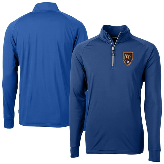 Men's-Cutter & Buck  Blue Real Salt Lake Big & Tall Adapt Eco Knit Stretch Recycled Quarter-Zip Pullover