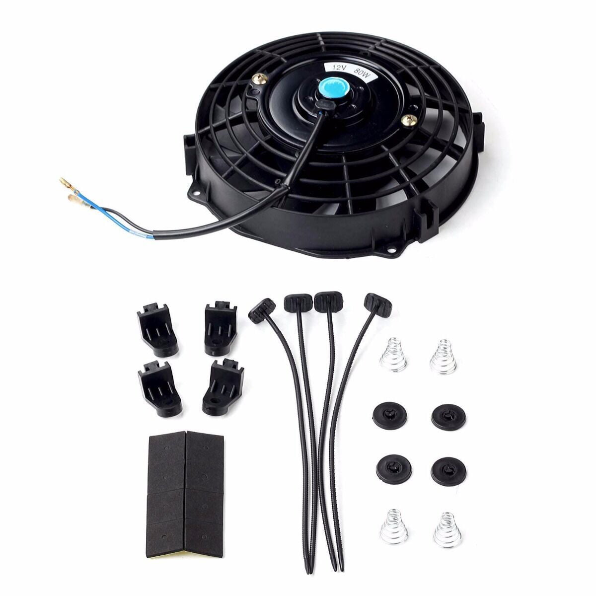 Thicknes：1.97 Ruien 7 Electric Radiator Cooling Fan Assembly Kit,12V 80W 700CFM Push/Pull Engine Fan Mounting Set Straight Blades for Automotive Car Truck 