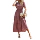 thumbnail image 3 of Txlixc Vestido largo para mujer, cuello redondo, manga corta, cintura elástica, estampado floral, estilo bohemio, vestidos casuales Txlixc  Estilo de ocio, 3 of 6