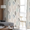 thumbnail image 4 of Teal Beige Tropical Leaves Sheer Curtains 63 Inches Length 2 Panels Set, Window Sheer Curtains for Living Room/Bedroom, Farmhouse Burlap Aesthetics Light Filtering Rod Pocket Curtain 52'' x 63'' x 2, 4 of 7