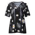 thumbnail image 4 of Puntoco Mujeres Clásico Verano Correas Blusa Estampado Cuello en V Manga corta Túnica tops Blusas fluidas Camisa Puntoco Puntoco-423, 4 of 5