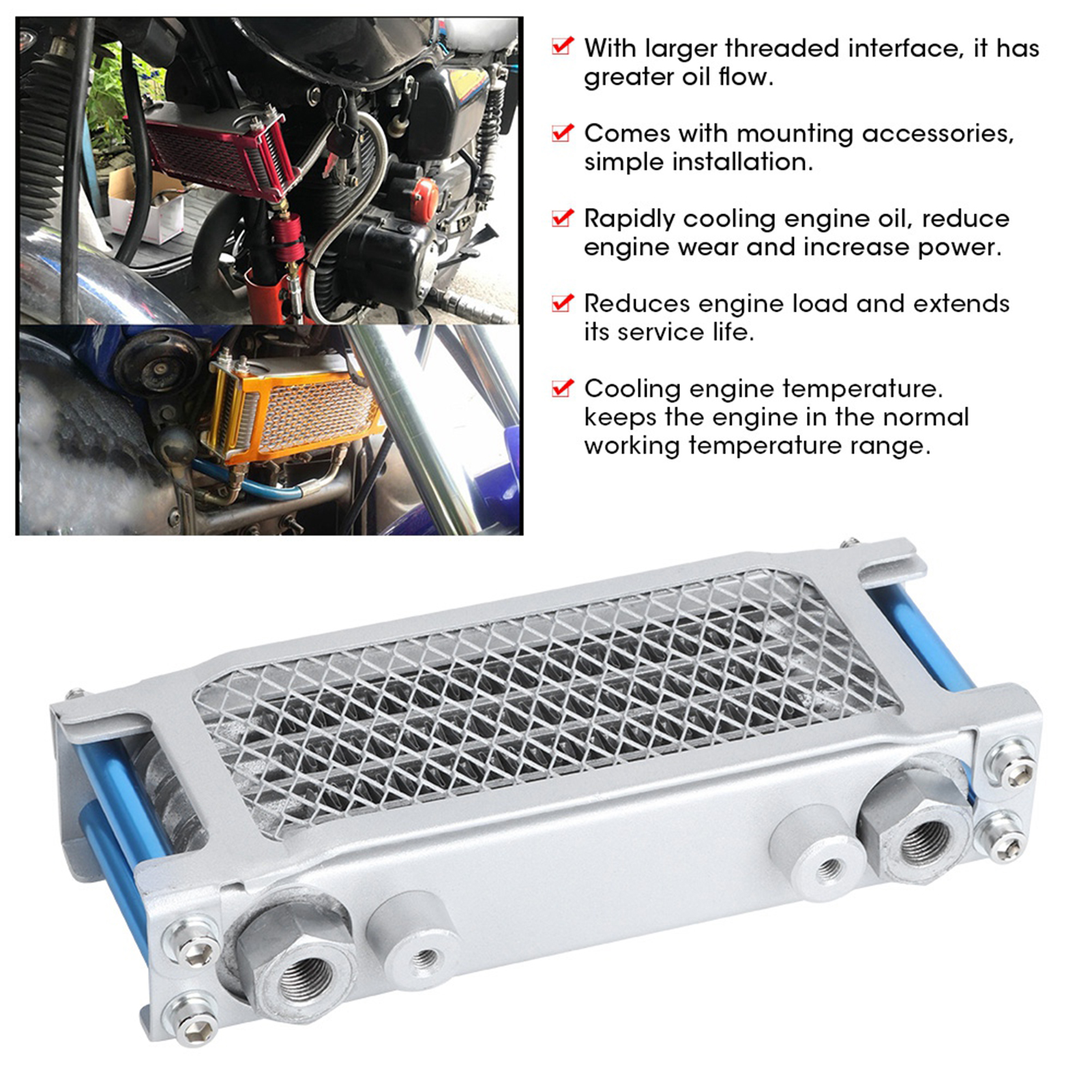 Oil , Silver Engine Oil Cooler Standard Cooling Universal Part For Dirt