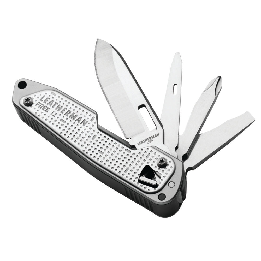 LEATHERMAN, FREE T2 Multitool and EDC Pocket Knife with Magnetic Locking and One Hand Accessible Tools, Made in the USA