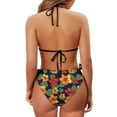 thumbnail image 6 of chaqlin Women's Tropical Hibiscus Floral Halter Bikini Set - Two Piece Triangle Swimsuit with Tie Side Bottoms for Beach Vacation & Pool Party, 6 of 9
