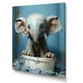 thumbnail image 2 of Designart "Splashy Elephants in Bathroom" Humor Canvas Wall Art - Traditional White Toilet Entryway Wall Art, 2 of 6