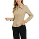 thumbnail image 4 of Camisa de chiffon de manga larga con cuello puntiagudo para mujer INSPIRE CHIC color caqui S, 4 of 6