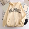 thumbnail image 6 of Godom Women Zip Up Hooded Sweatshirt Ladies Letter Print Long Sleeve Casual Loose Lightweight Jacket wih Pockets, 6 of 7