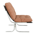 thumbnail image 3 of Modern Brown Leather High Back Accent Chair with Metal Legs Upholstered Soft Padded Living Room Armchair for Bedroom Home Office, 3 of 13