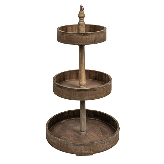 Creative Co-Op Decorative Wood & Tin 3 Tier Tray