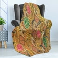 thumbnail image 4 of East Soft Flannel Fleece Throw Blanket, Traditional Malaysian and Javanese Design Rich Retro Revival Pattern with Flowers, Cozy Plush for Indoor and Outdoor Use, 50" x 70", Multicolor, by Ambesonne, 4 of 5