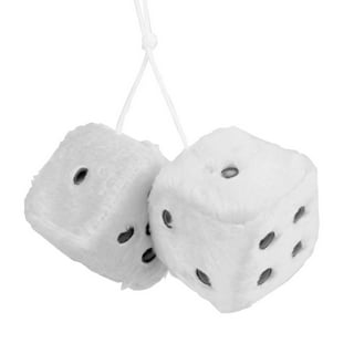 YGMONER Pair of Retro Square Mirror Hanging Couple Fuzzy Plush Dice with  Dots for Car Decoration (Pink)