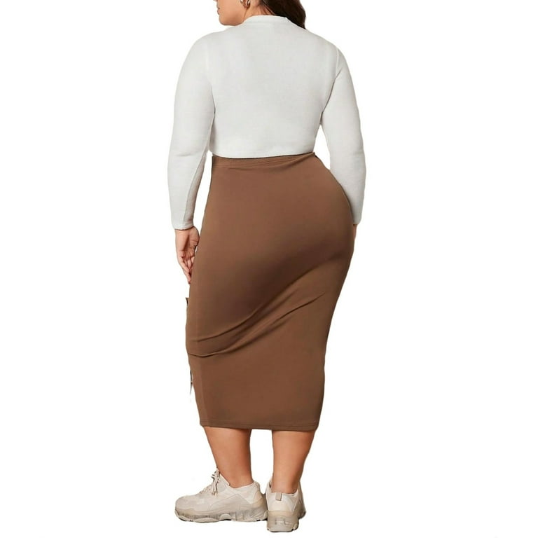 Brown pencil skirt 5xl hotsell