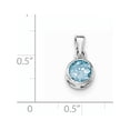 thumbnail image 3 of 925 Sterling Silver Rhodium-plated Polished Blue Topaz Round Pendant / Charm, 3 of 3