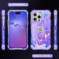 thumbnail image 2 of Casetego for iPhone 15 Pro Case,Three Layer Heavy Duty Sturdy Shockproof Full Body Rugged Protective Phone Cover Case for Women Girls,Purple Marble, 2 of 8