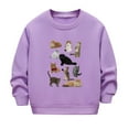 thumbnail image 2 of Bnwani Kids Pullover Sweatshirts Crew Neck Long Sleeve Fleece Warm Casual Comfortable Print Purple Size 5-6 Years, 2 of 5