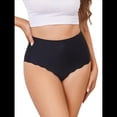 thumbnail image 1 of Bragas Invisibles de Cintura Alta para Mujer, Sin Etiqueta, con Borde Ondulado y Cobertura Total. Negro XS, 1 of 10