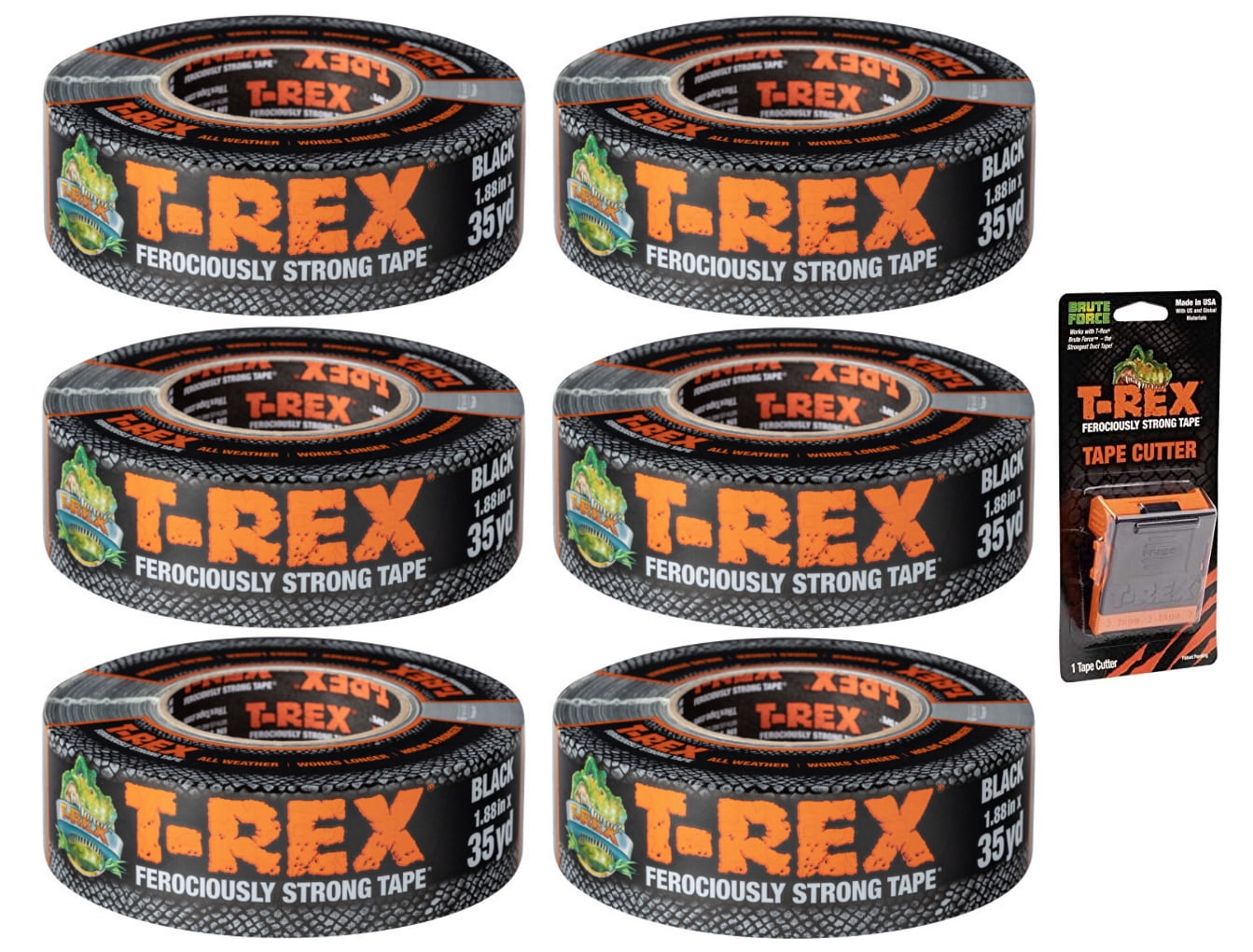 Single Roll T-Rex 240998 Ferociously Strong Tape 1.88 Inches x 35 Yards Black 