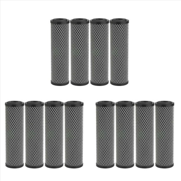 12 Filtros de Agua de Carbón Estándar de 10 Pulgadas para Toda la Casa, Filtro de Repuesto para Sedimentos y Sabores y Olores