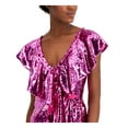 thumbnail image 3 of INC Womens Pink Sequined Flutter V Neck Party Top M, 3 of 4
