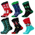 thumbnail image 1 of Christmas Crew Socks Colorful - 6 Pairs Soft Cotton Socks Holiday Socks for Men, 1 of 6