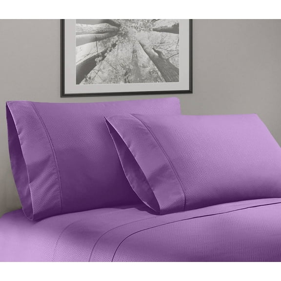 Greek Key Ultra Soft 1800 Series Egyptian Comfort 4 Piece Sheet Set (King, Purple)