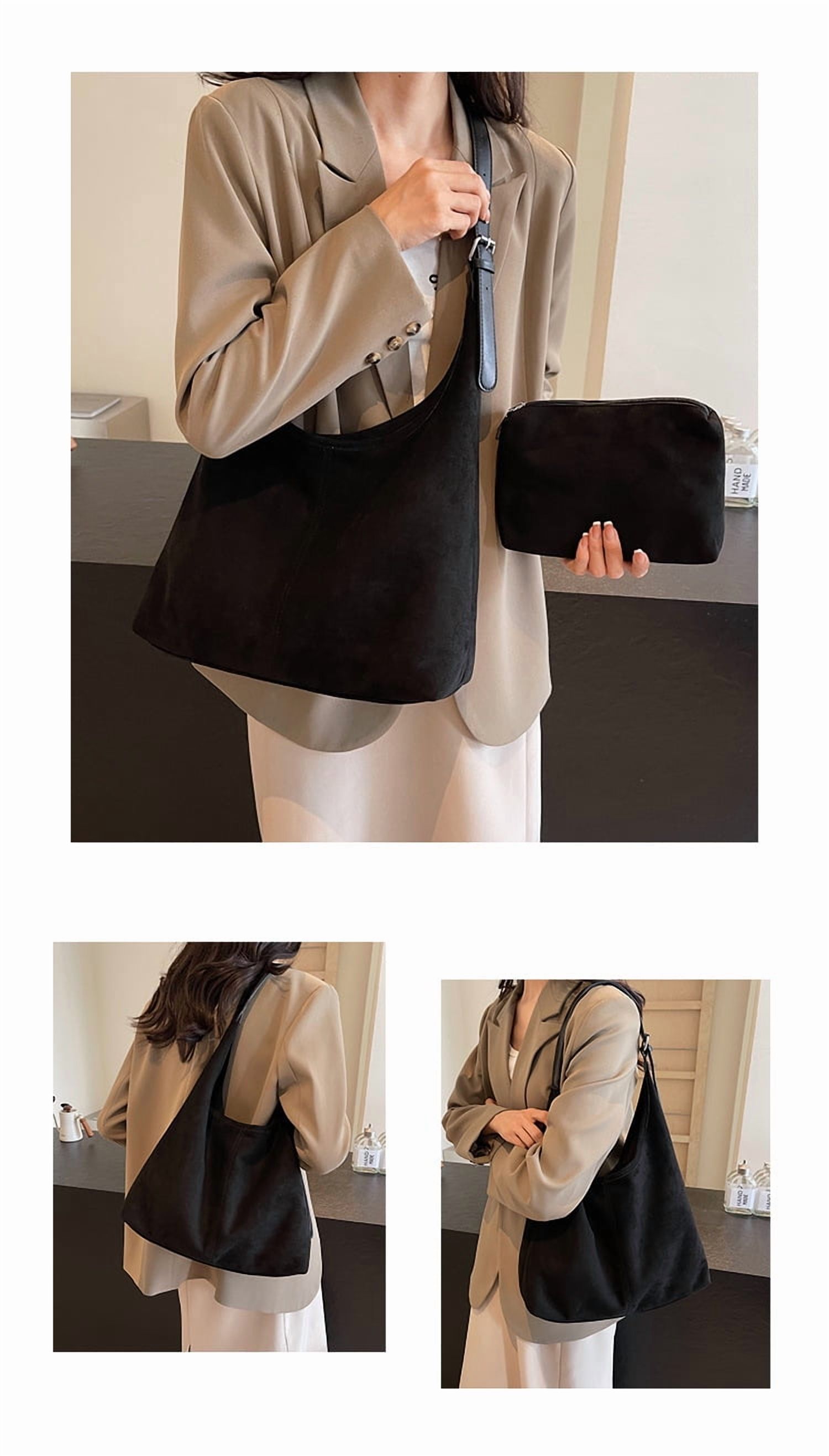 SPEKSEE Women Suede Shoulder Bag Stylish Crossbody Bag Large Capacity Chic Hobo Bag Solid Color Casual Tote Purse Adjustable Strap