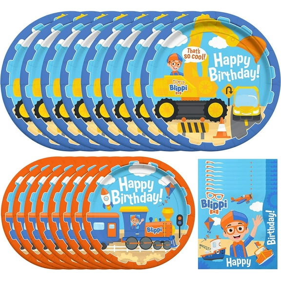 Blippi Vehicle Party Tableware Starter Set for 24 Guests