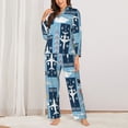 thumbnail image 2 of Fuzoiu Airplanes and Aviation Signs Print Women's Long-Sleeved Pajama,Lounge Button Down Nightwear,Womens Notch Collar Pajama Set-Large, 2 of 7