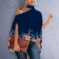 thumbnail image 4 of Fusipu Women Blouse Batwing Sleeve Stand Collar Print Casual Loose Women Off Shoulder Shirt for Summer, 4 of 8