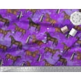 thumbnail image 2 of Soimoi Velvet Fabric Men & Horse Animal Decor Fabric Printed Yard 58 Inch Wide, 2 of 3