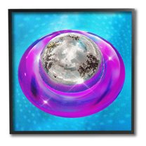 Stupell Industries Disco Ball in Pool Abstract Painting Black Framed Art Print Wall Art, 17 x 17
