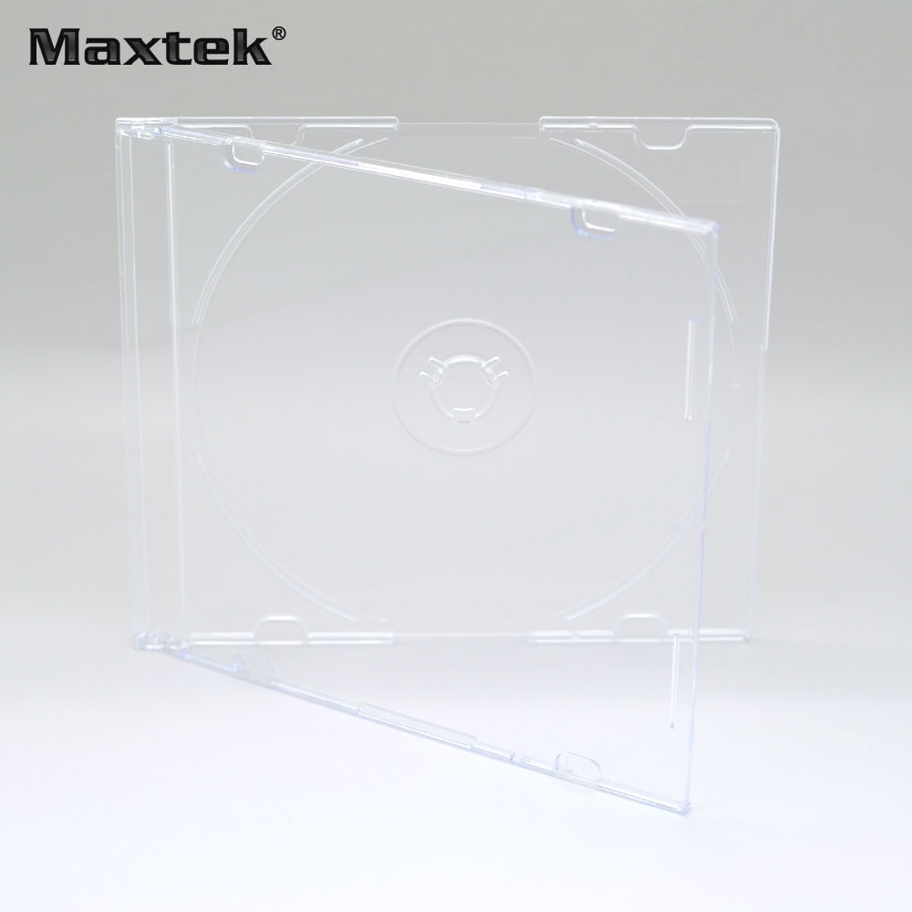 Maxtek Ultra Thin 5.2mm Slim Clear CD Jewel Case with Built In Frost Clear Tray, 100 Pack.