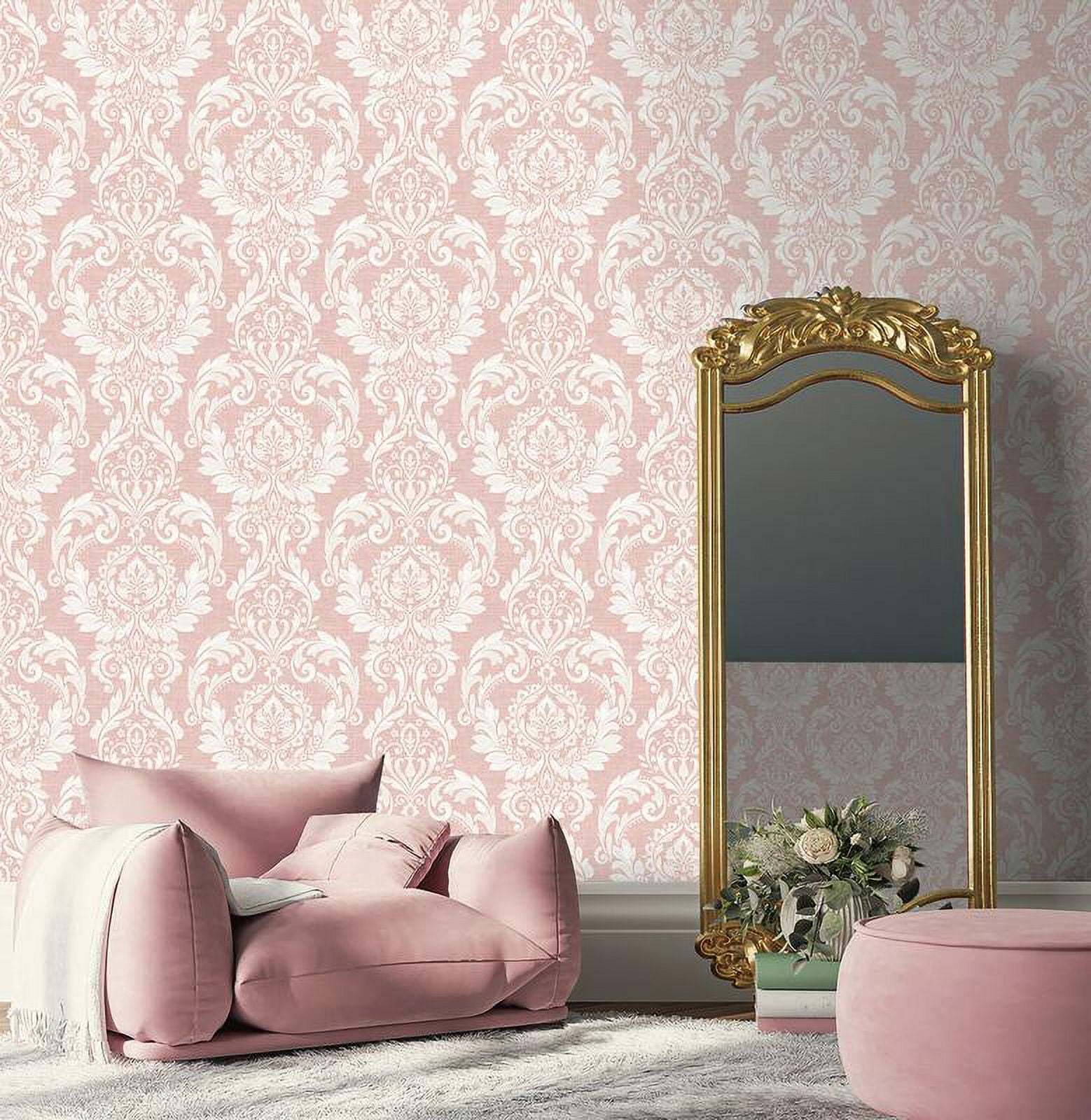 NextWall Light Pink Cora Damask Peel and Stick Wallpaper