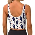 thumbnail image 3 of Xecao Seahorses and Hearts for Sports Bra with Removable Pads, Crop Tank Top Design, Women's Longline Sports Bra - Non-Wired - Large, 3 of 9