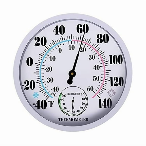 ZLCIndoor Outdoor Thermometer Hygrometer, Outdoor Thermometer Large Numbers, Decorative Outdoor Thermometers for Patio, No Battery Needed Wall Thermometer Round 10" in Diameter
