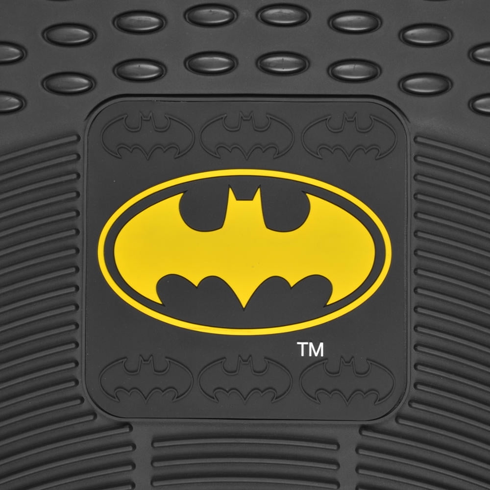 BDK Classic Batman Superhero Car Floor Mats, Officially Licensed Warner Bros DC Comics, All Weather Interior Auto Protection, Heavy Duty Rubber Liners for Car Truck Van SUV