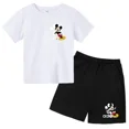 thumbnail image 3 of Camiseta y pantalones cortos con estampado de Mickey Mouse de verano para niños y adolescentes, traje de 2 piezas, ropa deportiva informal para niños y niñas, conjunto de moda Sunshine, 3 of 5