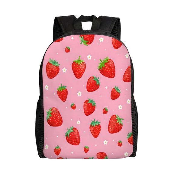 Cute Strawberry Backpack Full Front Print Travel Laptop Bag for Men and Women