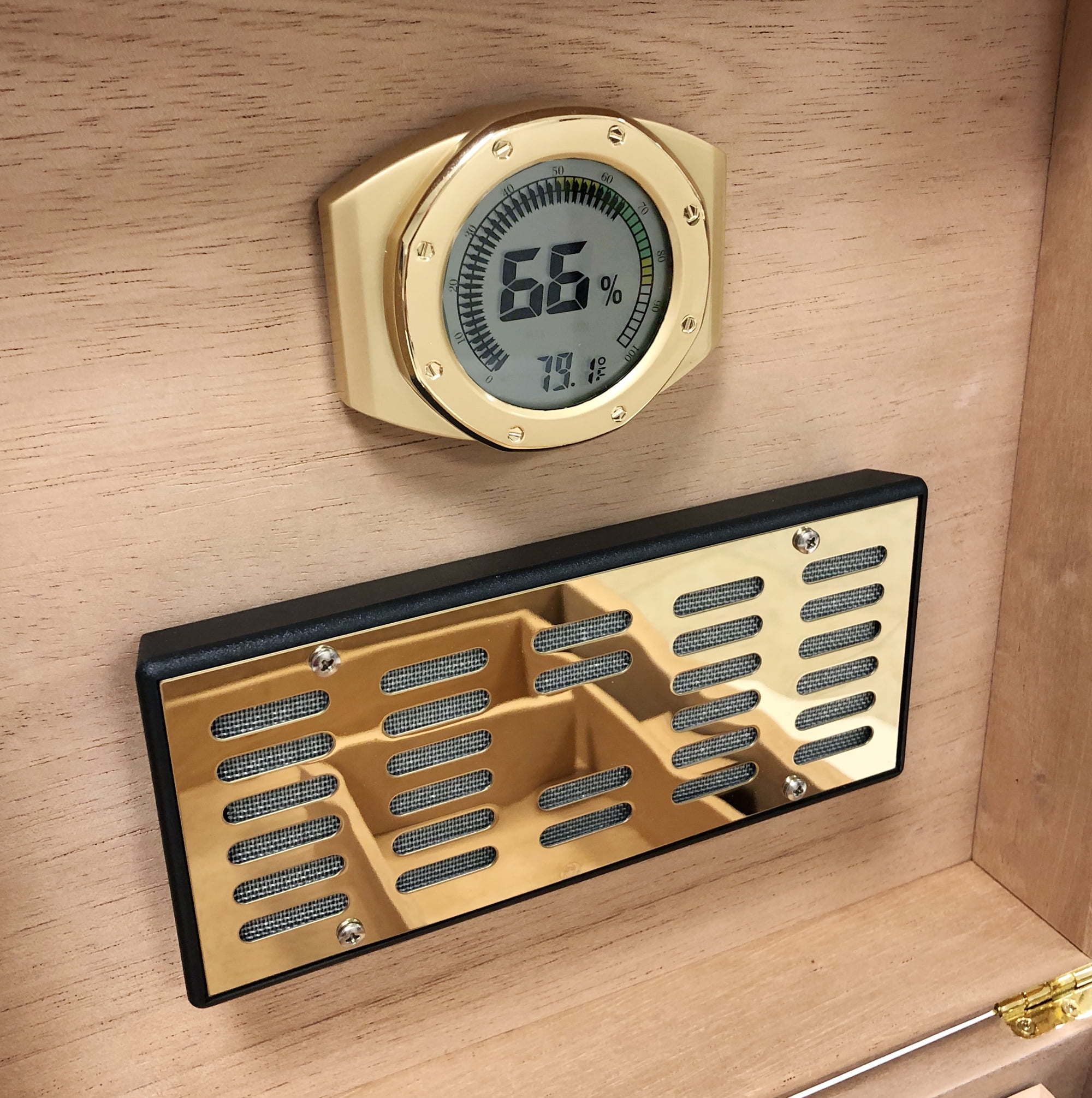 Prestige Import Group Distinctive Watch Style Bezel & Case Thermometer Hygrometer for Humidity & Temperature Monitoring with Digital LCD Display Gauge - Gold - 2 Pack