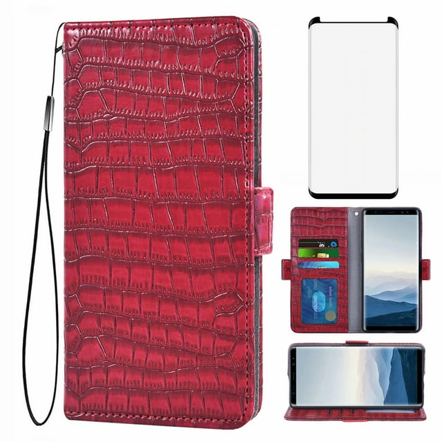 Mobile Phone Cover for Samsung Galaxy S8 Plus (Red), Cover Premium Pu Leather, Flip Cover Magnetic Closure, Card Compartment, Stand Function, Wallet with Lanyard, Protective Cover