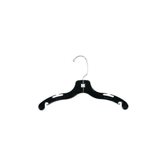 SSWBasics 12 inch Black Plastic Children's Dress Hangers - Case of 100