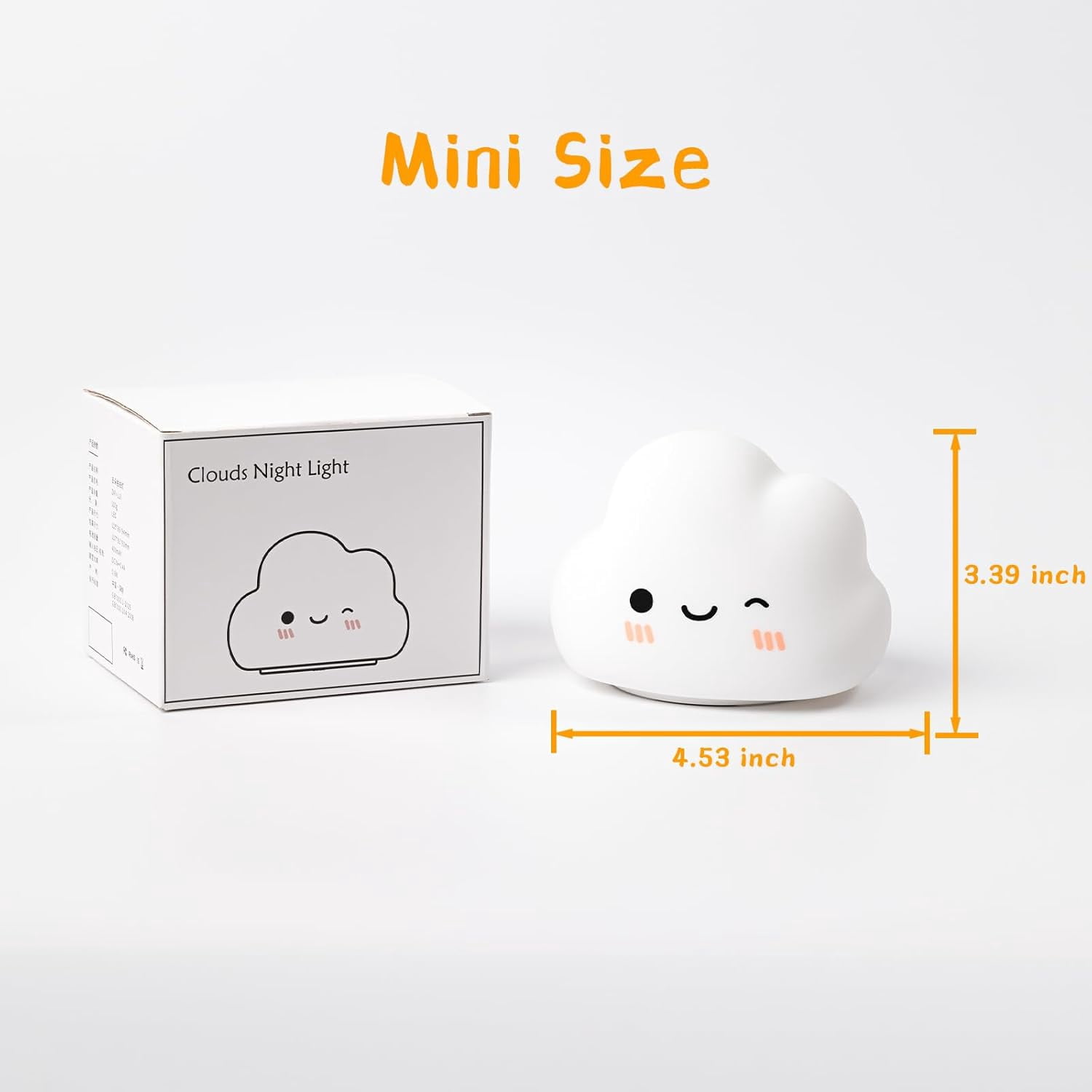 Cloud Night Light for Kids, Cute Sweet Cloud Lights with 7 Colors & Timer, 5 Modes Dimmable Touch Control LED Clouds Lamp, Rechargeable Squishy Night Light for Baby Nursery, Baby Gifts, Mini (White)