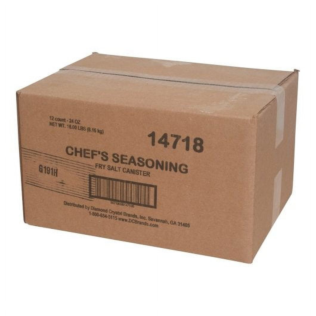 (Price/Case)Chefs Seasoning Fry Salt Cannister, 24 Ounces, 12 per case