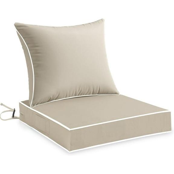 Outdoor Seat Cushion Set Navy Blue 24 x 24 x 4 Inch Waterproof & Fade Resistant Deep Seat and Back Patio Furniture Cushions with Handle and Adjustable Straps Cushions for Chair Couch