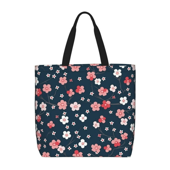 Vsdgher Cherry Blossoms print Tote Bag for Women Shoulder Bag with Zipper Large Shoulder Bag Handle Handbag Portable Washable for Travel, Work