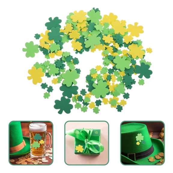 OUNONA 240pcs Eva Diy Craft Supplies Shamrock Shapes Stickers Self-Adhesive Stickers Sticker For Crafts Handmade Supplies St. Patrick'S Day Sticker