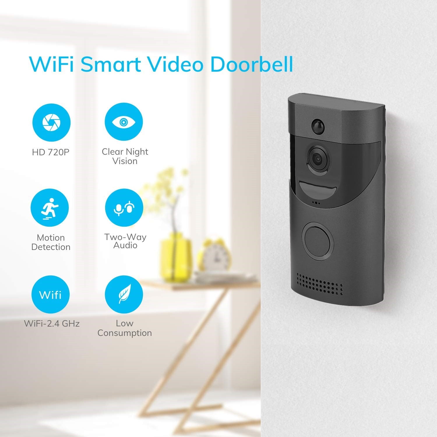 energie armoede Uitbreiding Wireless WiFi Smart Doorbell Video Intercom PIR Detection IR Night Vision  for Home Security, Wireless WiFi Doorbell, Wireless Door Bell - Walmart.com