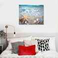 thumbnail image 4 of COMIO Beach Seashell Bathroom Wall Art Coastal Floral Pictures Wall Decor Flower Starfish Canvas Painting Modern Home Decorations Artwork for Bedroom Living Room Office, 4 of 4